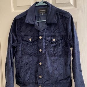 Lucky brand velvet like jacket in Navy.